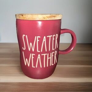 Maroon Sweater Weather Mug with Wooden Lid